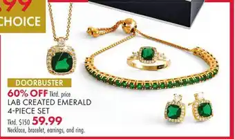 Boscov's LAB CREATED EMERALD 4-PIECE SET offer