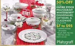 Boscov's PFALTZGRAFF WINTERBERRY DINNERWARE, GIFTWARE, & GLASSWARE offer