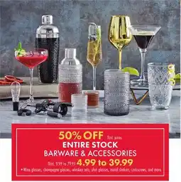 Boscov's ENTIRE STOCK BARWARE & ACCESSORIES offer