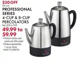 Boscov's PROFESSIONAL SERIES 4CUP & 8CUP PERCOLATORS offer