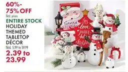 Boscov's ENTIRE STOCK HOLIDAY THEMED TABLETOP DÉCOR offer