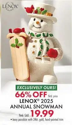 Boscov's LENOX 2025 ANNUAL SNOWMAN offer