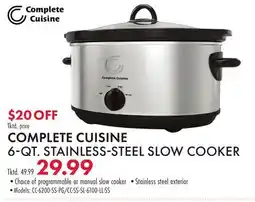 Boscov's COMPLETE CUISINE 6-QT. STAINLESS-STEEL SLOW COOKER offer