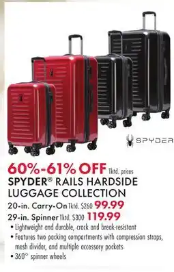 Boscov's SPYDER RAILS HARDSIDE LUGGAGE COLLECTION offer