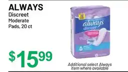 Health Mart ALWAYS Discreet Moderate Pads offer