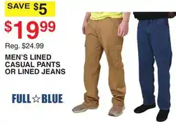 Dunham's Sports MEN'S LINED CASUAL PANTS OR LINED JEANS offer