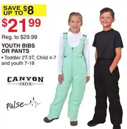 Dunham's Sports YOUTH BIBS OR PANTS offer