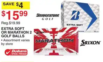 Dunham's Sports EXTRA SOFT OR MARATHON 2 GOLF BALLS offer