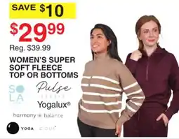 Dunham's Sports WOMEN'S SUPER SOFT FLEECE TOP OR BOTTOMS offer