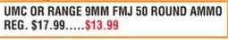 Dunham's Sports UMC OR RANGE 9MM FMJ 50 ROUND AMMO offer