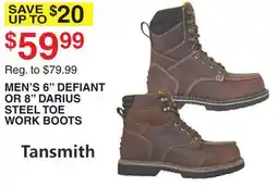 Dunham's Sports MEN'S TANSMITH 6 DEFIANT OR 8 DARIUS STEEL TOE WORK BOOTS offer