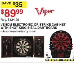 Dunham's Sports VENOM ELECTRONIC OR STRIKE CABINET WITH SHOT KING SISAL DARTBOARD offer