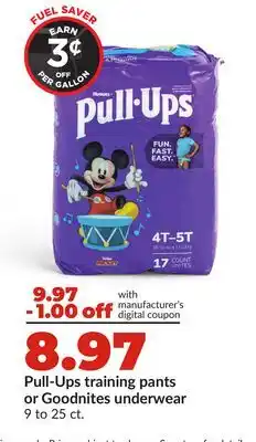 Hy-Vee Pull-Ups training pants or Goodnites underwear offer