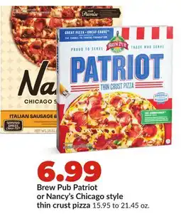 Hy-Vee Brew Pub Patriot or Nancy's Chicago style thin crust pizza offer