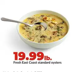 Hy-Vee Fresh East Coast standard oysters offer