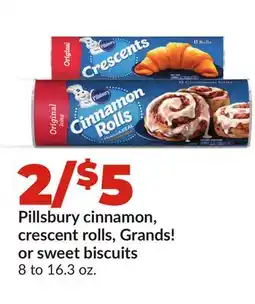 Hy-Vee Pillsbury cinnamon, crescent rolls, Grands! or sweet biscuits offer