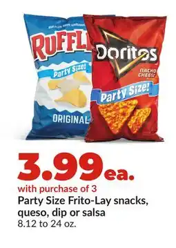 Hy-Vee Party Size Frito-Lay snacks, queso, dip or salsa offer