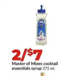 Hy-Vee Master of Mixes cocktail essentials syrup offer