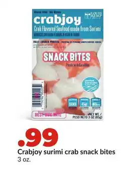 Hy-Vee Crabjoy surimi crab snack bites offer