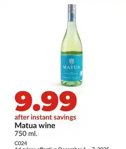 Hy-Vee Matua wine offer