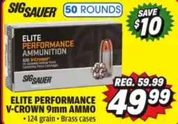 Big 5 Sig Sauer Elite Performance V-Crown 9mm Ammunition - 50 Rounds offer
