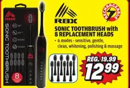 Big 5 RBX Sonic Rechargeable Toothbrush with 8 Replacement Heads offer