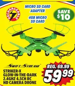 Big 5 World Tech Toys Striker-X Glow-In-The-Dark 2.4GHz 4.5CH RC HD Camera Drone offer
