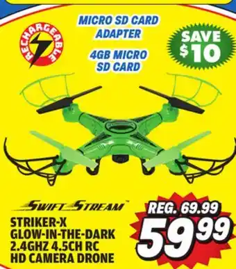 Big 5 World Tech Toys Striker-X Glow-In-The-Dark 2.4GHz 4.5CH RC HD Camera Drone offer