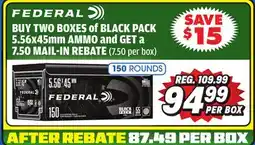 Big 5 Federal Black Pack 5.56x45MM 55GR FMJ - 150 Rounds offer
