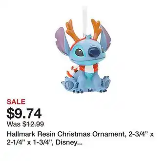 Office Depot Hallmark Resin Christmas Ornament, 2-3/4 x 2-1/4 x 1-3/4, Disney Stitch Reindeer offer