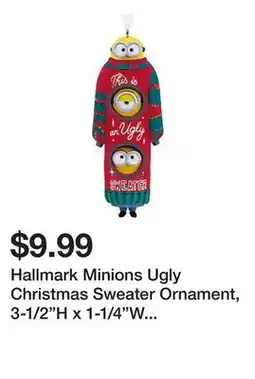 Office Depot Hallmark Minions Ugly Christmas Sweater Ornament, 3-1/2H x 1-1/4W x 1D, Multicolor offer