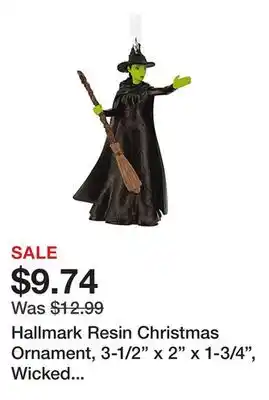 Office Depot Hallmark Resin Christmas Ornament, 3-1/2 x 2 x 1-3/4, Wicked Elphaba offer