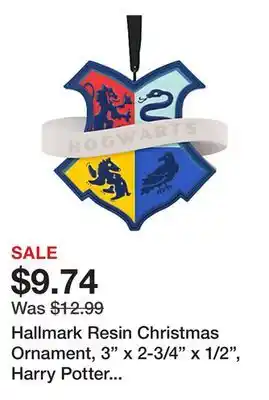 Office Depot Hallmark Resin Christmas Ornament, 3 x 2-3/4 x 1/2, Harry Potter Hogwarts Crest offer