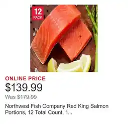 Costco Northwest Fish Company Red King Salmon Portions, 12 Total Count, 1 Case Totaling 6 Lbs offer