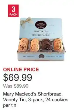 Costco Mary Macleod's Shortbread, Variety Tin, 3-pack, 24 cookies per tin offer
