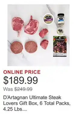 Costco D'Artagnan Ultimate Steak Lovers Gift Box, 6 Total Packs, 4.25 Lbs. Total offer