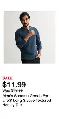 Kohl's Men's Sonoma Goods For Life Long Sleeve Textured Henley Tee offer
