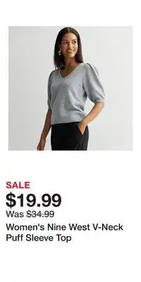 Kohl's Women's Nine West V-Neck Puff Sleeve Top offer