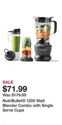 Kohl's NutriBullet 1200 Watt Blender Combo with Single Serve Cups offer