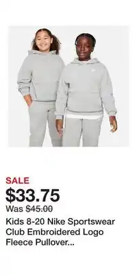 Kohl's Kids 8-20 Nike Sportswear Club Embroidered Logo Fleece Pullover Hoodie in Regular & Plus offer