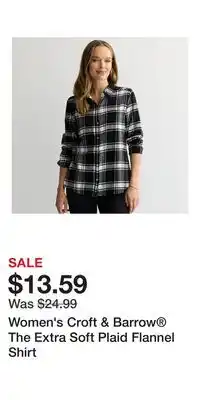 Kohl's Women's Croft & Barrow The Extra Soft Plaid Flannel Shirt offer