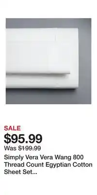 Kohl's Simply Vera Vera Wang 800 Thread Count Egyptian Cotton Sheet Set with Pillowcases offer