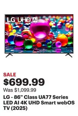 Best Buy LG - 86 Class UA77 Series LED AI 4K UHD Smart webOS TV (2025) offer