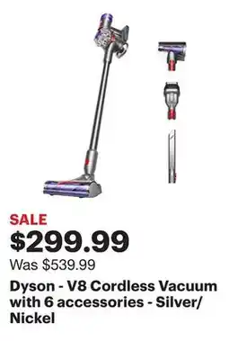 Best Buy Dyson - V8 Cordless Vacuum with 6 accessories - Silver/Nickel offer