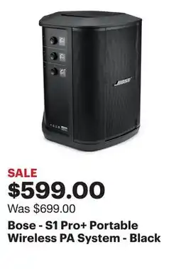 Best Buy Bose - S1 Pro+ Portable Wireless PA System - Black offer