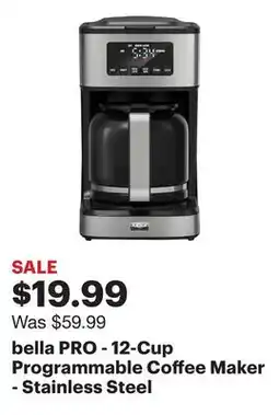 Best Buy bella PRO - 12-Cup Programmable Coffee Maker - Stainless Steel offer