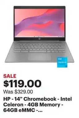 Best Buy HP - 14 Chromebook - Intel Celeron - 4GB Memory - 64GB eMMC - Modern Grey offer