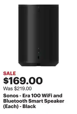 Best Buy Sonos - Era 100 WiFi and Bluetooth Smart Speaker (Each) - Black offer