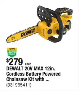 The Home Depot DEWALT 20V MAX 12in. Cordless Battery Powered Chainsaw Kit with (1) 5 Ah Battery and Charger offer