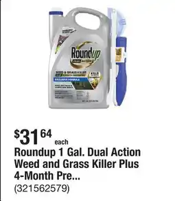 The Home Depot Roundup 1 Gal. Dual Action Weed and Grass Killer Plus 4-Month Preventer with Sure Shot Wand offer